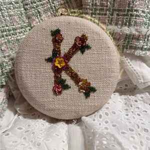 Not for Sale/ Made in India Embroidered Beige Clutch with Floral Design